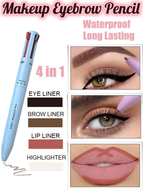 4-in-1 Waterproof Makeup Pen | Eyebrow, Lip Liner, Highlighter, Eyeliner