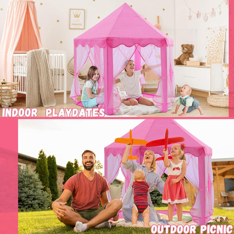 Princess Castle Play Tent with Star Light for Girls - smartishTrend